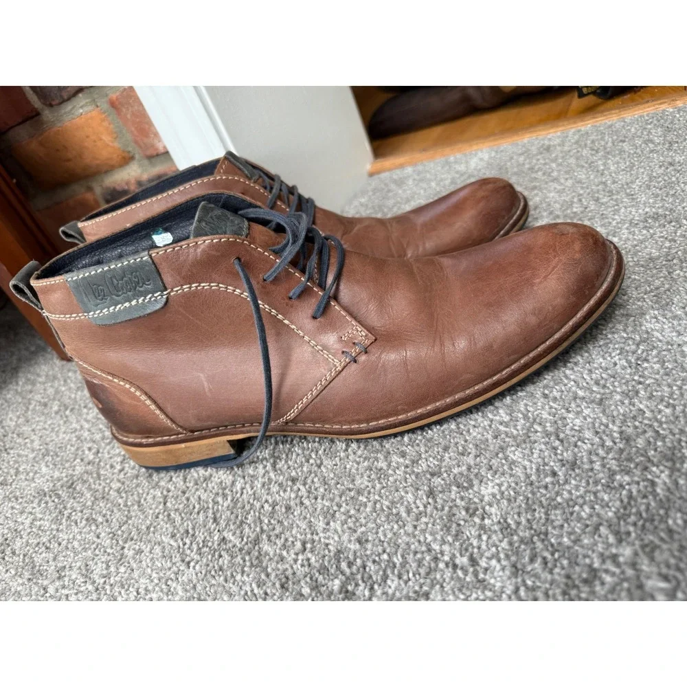 Lee Cooper Mens Brown Leather Chukka Boots‎ Ankle Lace Up Size 45 EU